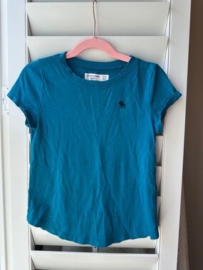 abercrombie kids Teal Short Sleeve Tee with Embroidered Moose